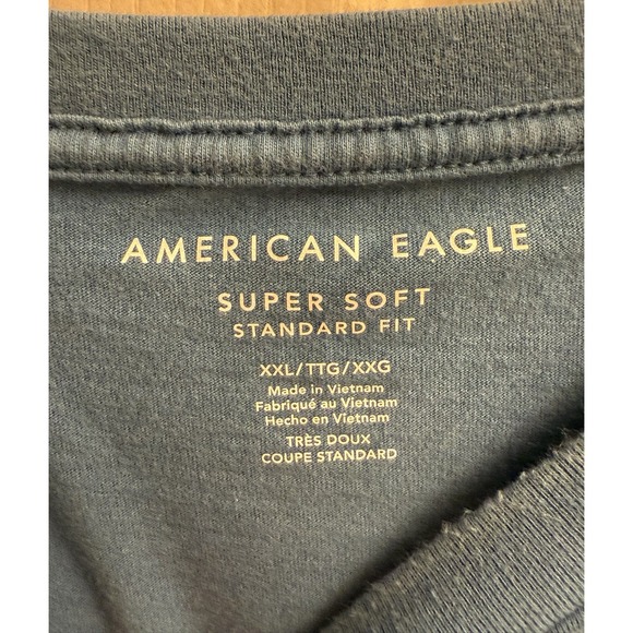 American Eagle T ‎ Shirt Mens 2XL Super Soft Standard Fit Blue Crewneck EUC - Picture 4 of 5